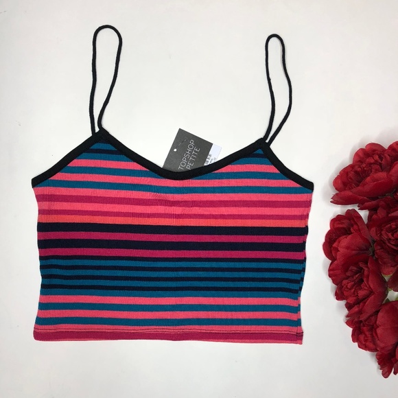 Topshop Tops - NWT Spaghetti Strap Top Shop Striped Crop US 6 Topshop Tops - NWT Spaghetti Strap Top Shop Striped Crop US 6